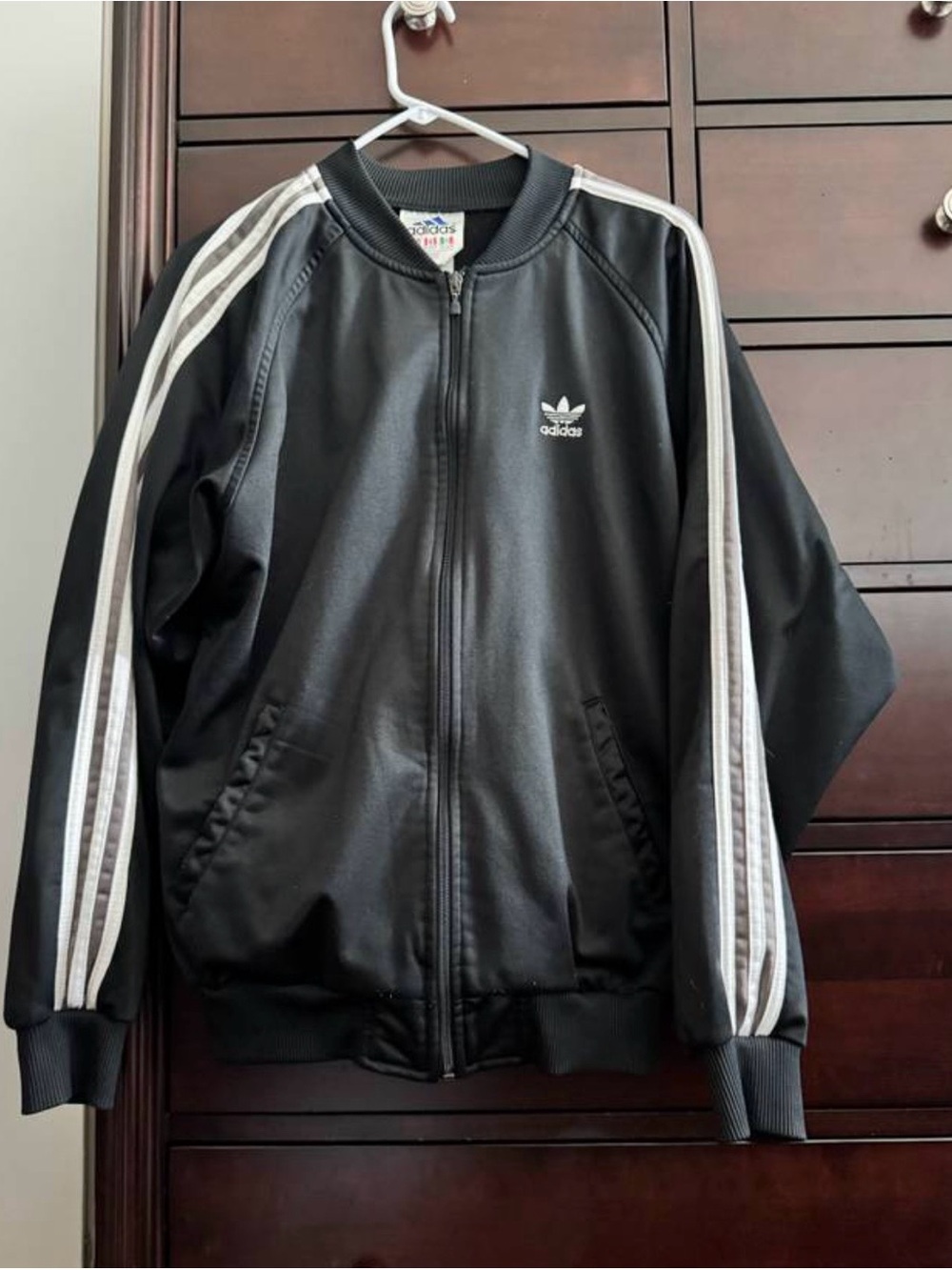 Vintage Adidas Trefoil Logo Black & White 3 Stripe Track Jacket Mens M/S